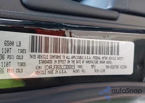 2020 Jeep Grand Cherokee Limited 4X4 z USA, uszkodzony, nr VIN 1C4RJFBG5LC326915